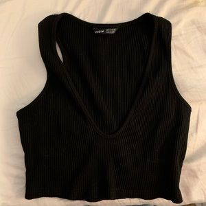 SHEIN black low neck crop top